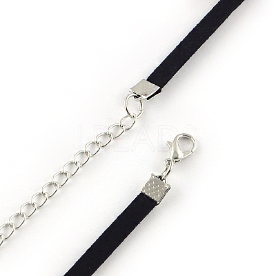 Faux Suede Cord Choker Necklaces with Platinum Tone Brass Rhinestone Pendants and Iron End Chains NJEW-R235-66-1