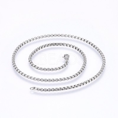 Non-Tarnish 304 Stainless Steel Box Chain Necklaces NJEW-F227-09P-07-1