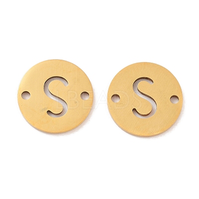 PVD Vacuum Plating 201 Stainless Steel Hollow Flat Round Links FIND-R149-03S-G-1