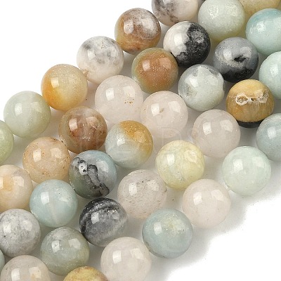 Natural Flower Amazonite Beads Strands G-G692-01-10mm-1