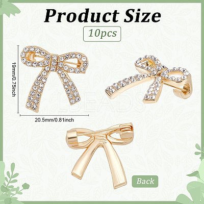 10Pcs Bowknot Shape Alloy Rhinestone Brooches for Backpack Clothes JEWB-PH0001-40-1
