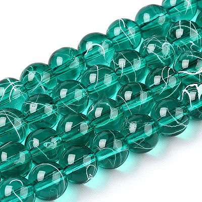 Drawbench Transparent Glass Round Beads Strands X-GLAD-Q012-8mm-12-1