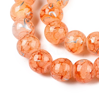 Drawbench Crackle Glass Beads Strands GLAA-N006-8mm-12-1
