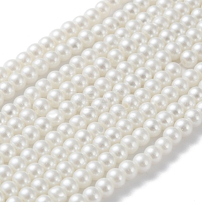 Baking Paint Pearlized Glass Pearl Round Bead Strands X-HY-Q003-4mm-01-1