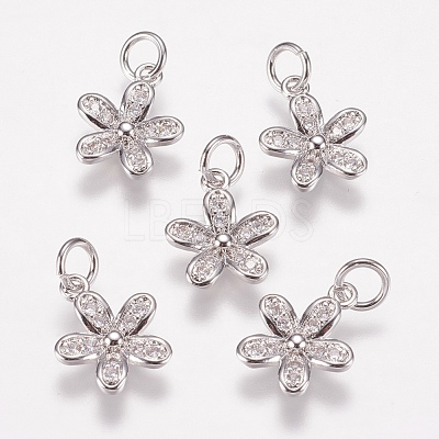 Brass Micro Pave Cubic Zirconia Charms ZIRC-E146-12P-1