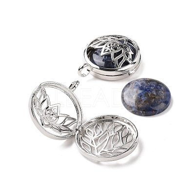 Natural Sodalite Locket Pendants G-G982-01P-12-1