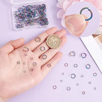180Pcs 6 Styles 304 Stainless Steel Open Jump Rings STAS-UN0039-10-1