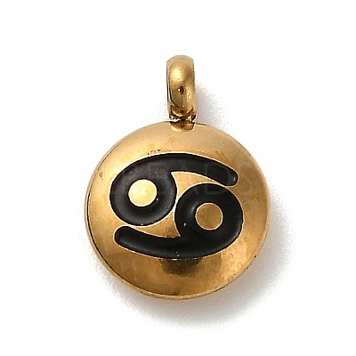 304 Stainless Steel Black Enamel Charms LS-STAS-R009-02G-04-1