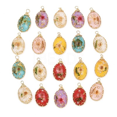 Brass Resin Pendants RE-CBA591C-01G-1