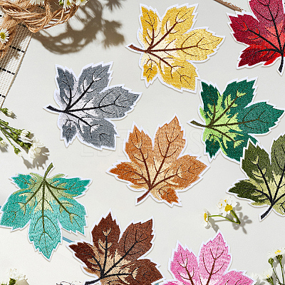 9Pcs Leaf Computerized Embroidery Cloth Iron on/Sew on Patches PATC-WH20006-007-1
