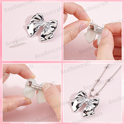 4Pcs 2 Colors 925 Sterling Silver Pin to Pendant Converter STER-BBC0009-17B-1