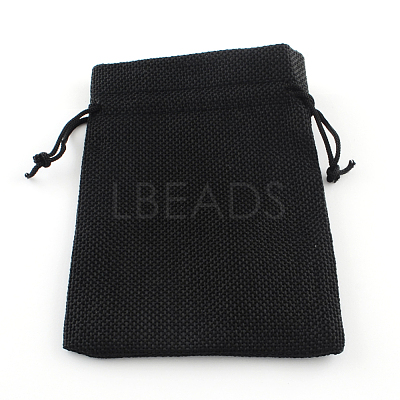 Polyester Imitation Burlap Packing Pouches Drawstring Bags X-ABAG-R005-18x13-09-1