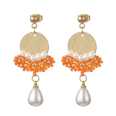 Brass Glass Seed Bead Chandelier Earrings EJEW-MZ00762-1