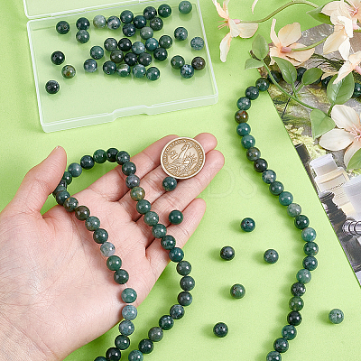 3Strands Natural Moss Agate Beads Strands G-PH0002-93-1