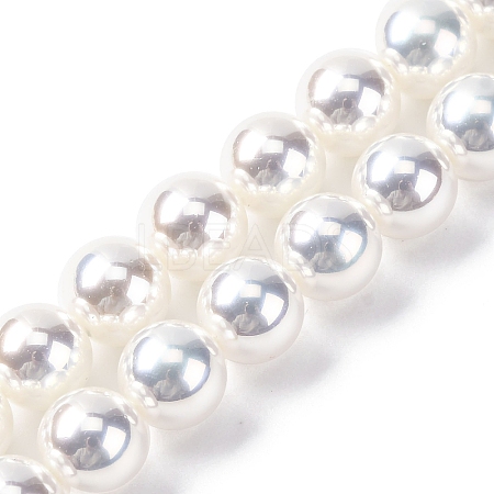UV Plating Pearlized Glass Pearl Beads Strands GLAA-F128-01B-T1-1