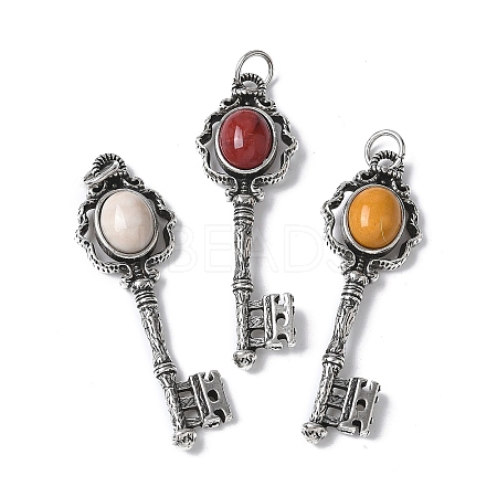 Key Brass Natural Mookaite Big Pendants KK-D361-01AS-19-1