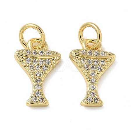 Rack Plating Brass Micro Pave Cubic Zirconia Pendants KK-K392-55G-1