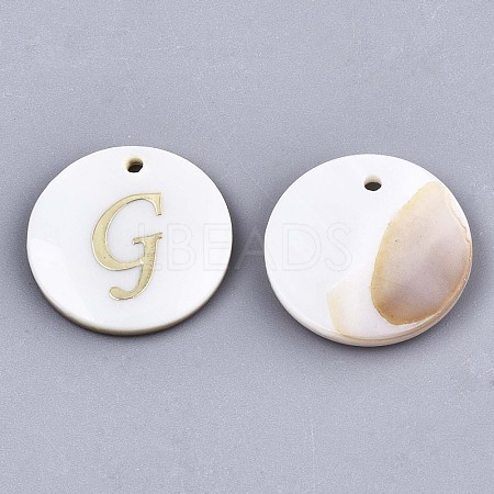 Natural Freshwater Shell Pendants SHEL-N027-04G-1
