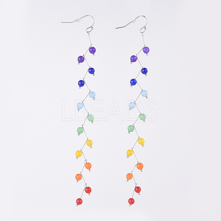 Dyed Natural Malaysia Jade Beads Dangle Earrings EJEW-JE03714-01-1