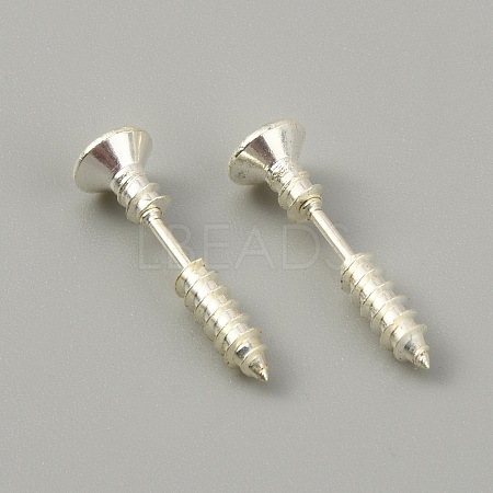 304 Stainless Steel Screw Shape Front Back Stud Earrings STAS-WH0061-23S-1