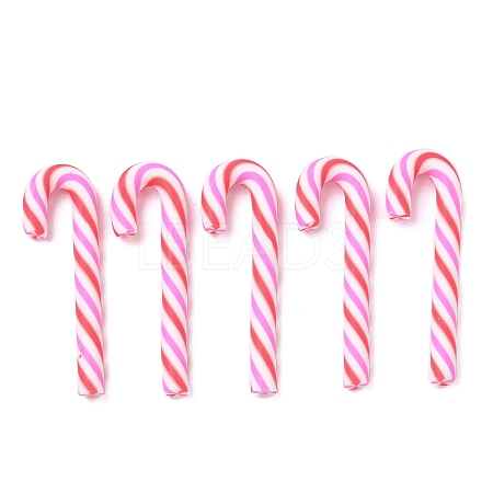 Christmas Candy Cane Handmade Polymer Clay Beads CLAY-P005-04A-1