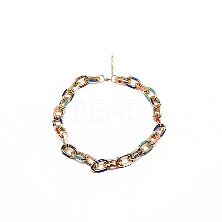 Colorful Aluminum Enamel Cable Chain Necklace for Women NJEW-TAC0001-006-1