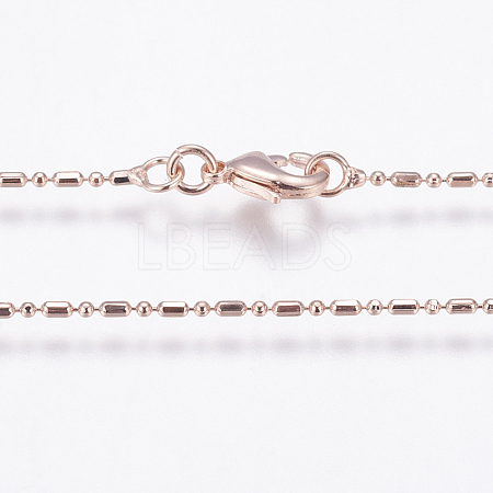 Eco-Friendly Rack Plating Brass Chain Necklaces X-MAK-G002-10RG-B-FF-1