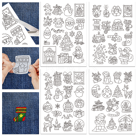 4 Sheets 11.6x8.2 Inch Stick and Stitch Embroidery Patterns DIY-WH0455-008-1