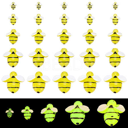 74Pcs 5 Styles Luminous Transparent Resin Cabochons RESI-SC0006-73-1