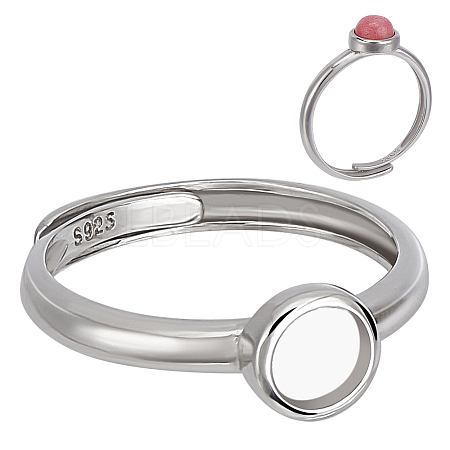 1Pc 925 Sterling Silver Adjustable Ring Components STER-BC0002-66P-02-1