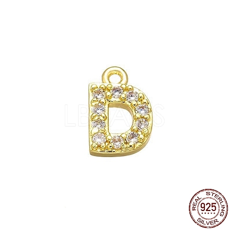 Real 18K Gold Plated 925 Sterling Silver Micro Pave Clear Cubic Zirconia Charms STER-P054-10G-D-1