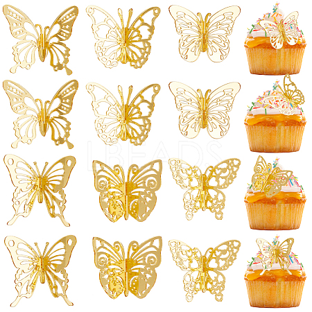 CREATCABIN 12Pcs 6 Styles Acrylic Mirror Butterfly Cupcake Toppers FIND-CN0001-44-1