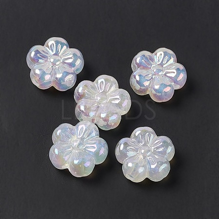 UV Plating Rainbow Iridescent Acrylic Flower Beads PACR-M003-10E-1