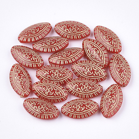 Horse Eye Plating Acrylic Beads PACR-Q102-225D-1