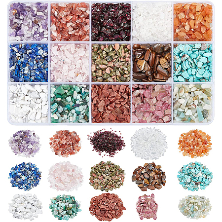 3500Pcs 15 Style Natural & Synthetic Mixed Gemstone Beads G-NB0003-09-1