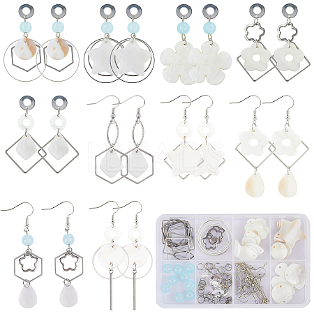 SUNNYCLUE DIY Star & Flower Natural Shell Dangle Earrings Making Kit DIY-SC0025-13-1