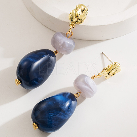 Alloy & Resin Dangle Stud Earrings WG13DBD-05-1
