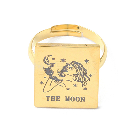 Stainless Steel Tarot Card Adjustable Ring for Women RJEW-WH0001-018G-06-1