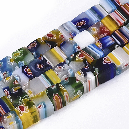 Handmade Millefiori Glass Beads Strands LAMP-LK144-8MM-1