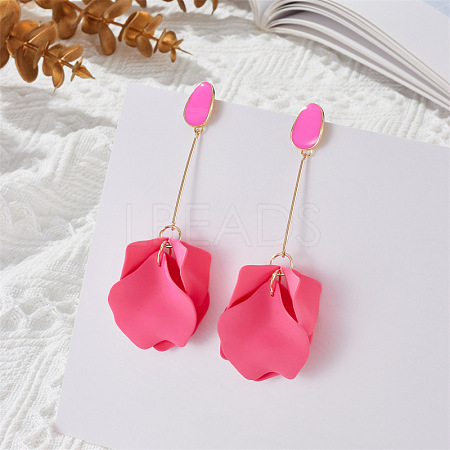 Spray Painted Alloy Enamel Dangle Stud Earrings FS-WG98629-12-1
