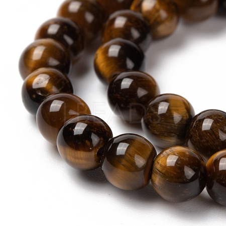 Round Tiger Eye Beads Strands Z0RQT011-1