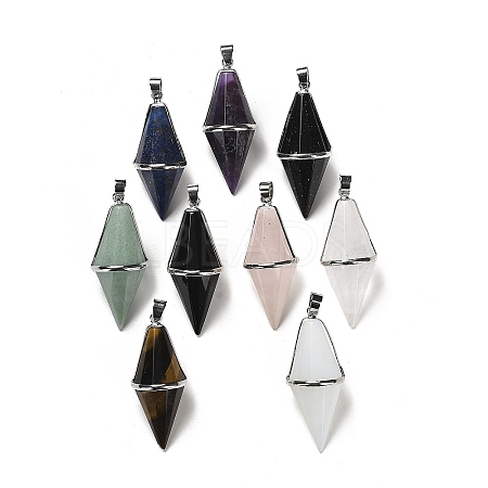Natural & Synthetic Mixed Gemstone Pointed Pendants G-F763-04P-1