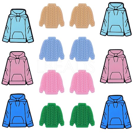 14Pcs 7 Style Hoodie & Sweater Shape Silicone Focal Beads SIL-SZ0001-27-1