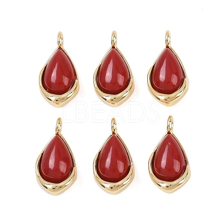 Synthetic Red Gemstone Teardrop Charms KK-B157-33A-G-1