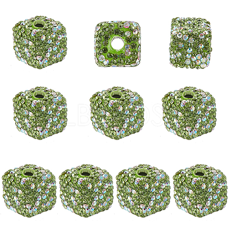 Olycraft 10Pcs Rhinestone Clay Pave Glass Beads FIND-OC0003-18-1