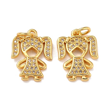 Brass Micro Pave Cubic Zirconia Charms ZIRC-A021-54G-B-1