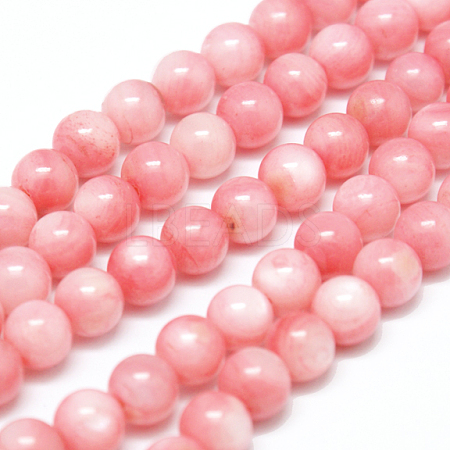 Natural Freshwater Shell Round Bead Strands X-SHEL-M012-01-1