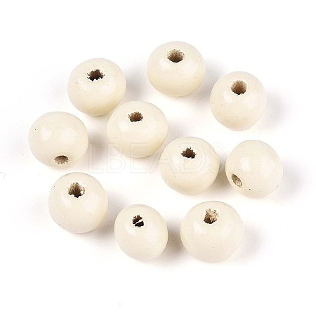 Spray Painted Round Natural Schima Wood Beads WOOD-A018-8mm-10-1