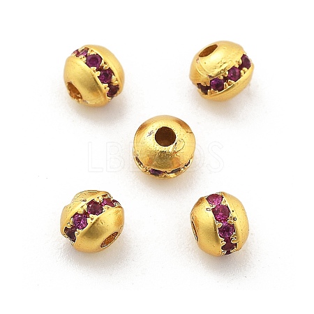 Brass Micro Pave Cubic Zirconia Beads KK-R216-08G-02-1