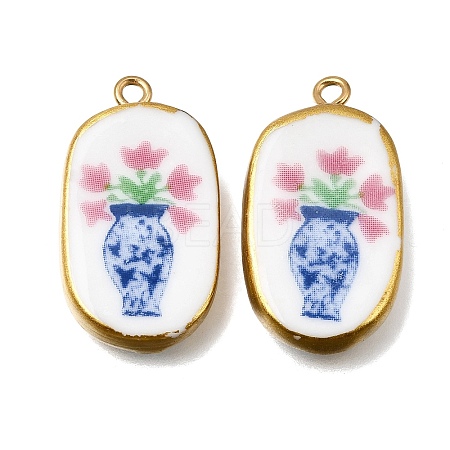 Fruit & Floral & Animals Printed Handmade Porcelain Pendants STAS-Z207-01G-07-1